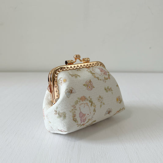 Vintage Bunny Corduroy Fabric Kiss Lock Purse - Handmade Accessory Purse