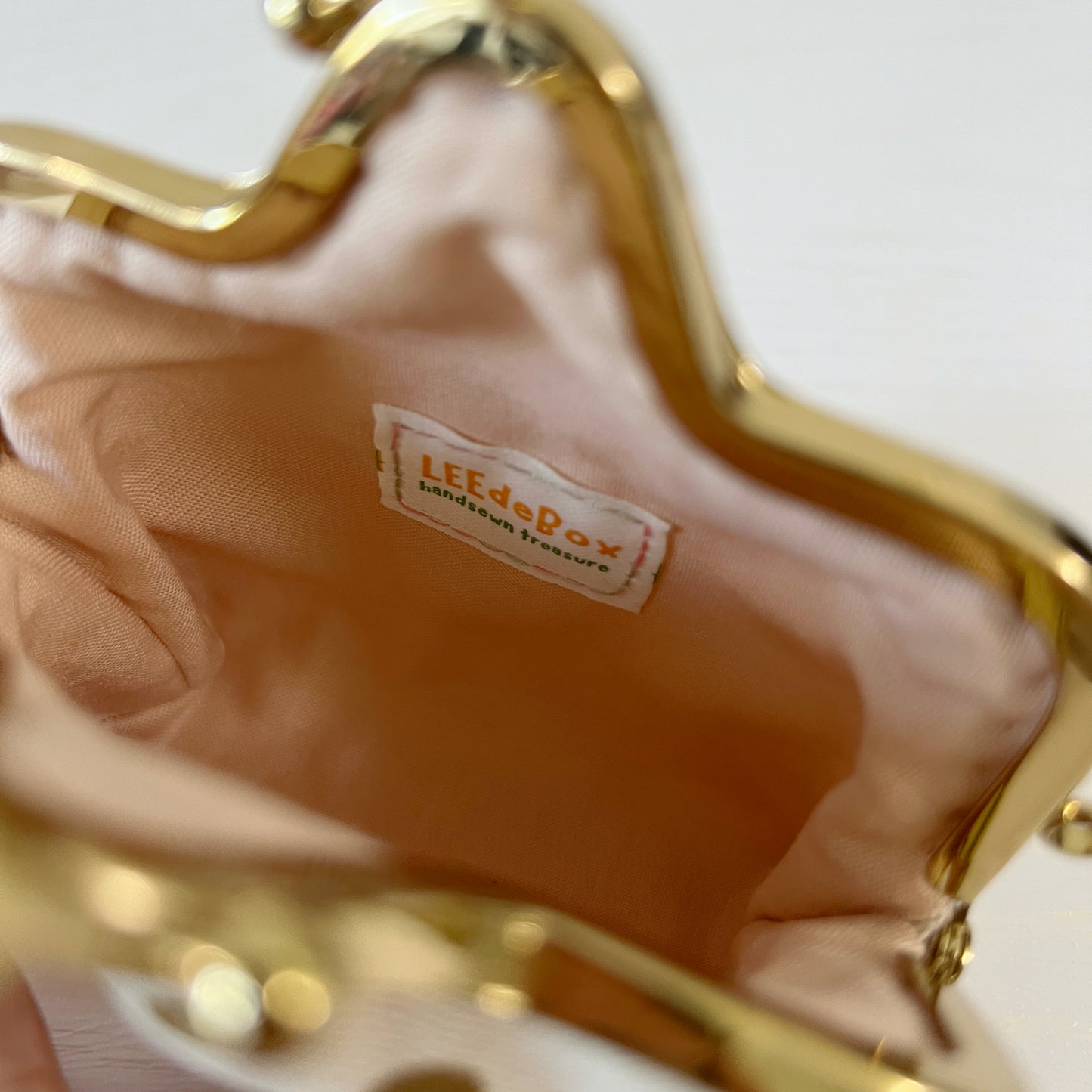 Gold Polka Dots - Handmade Kiss Lock Crossbody Small Purse