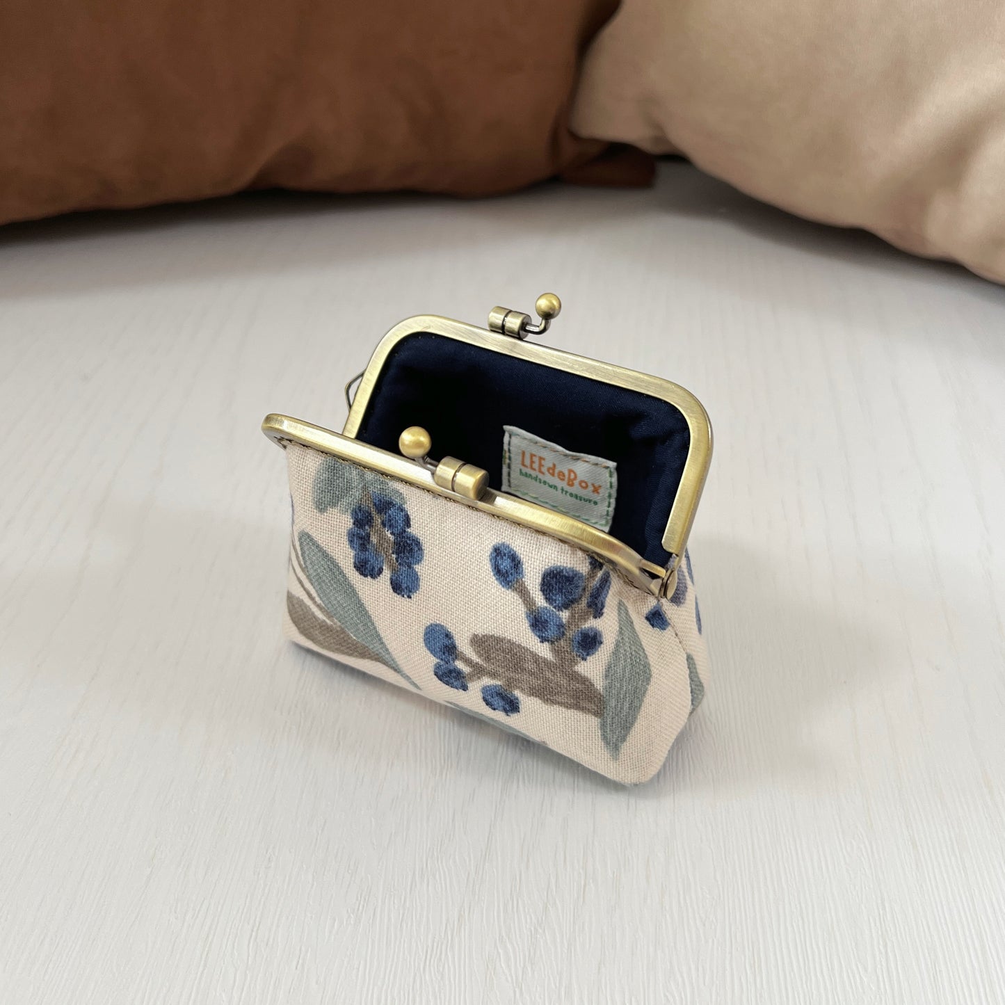 Blueberries Fabric Kiss Lock Purse - Handmade Accessory Pouch