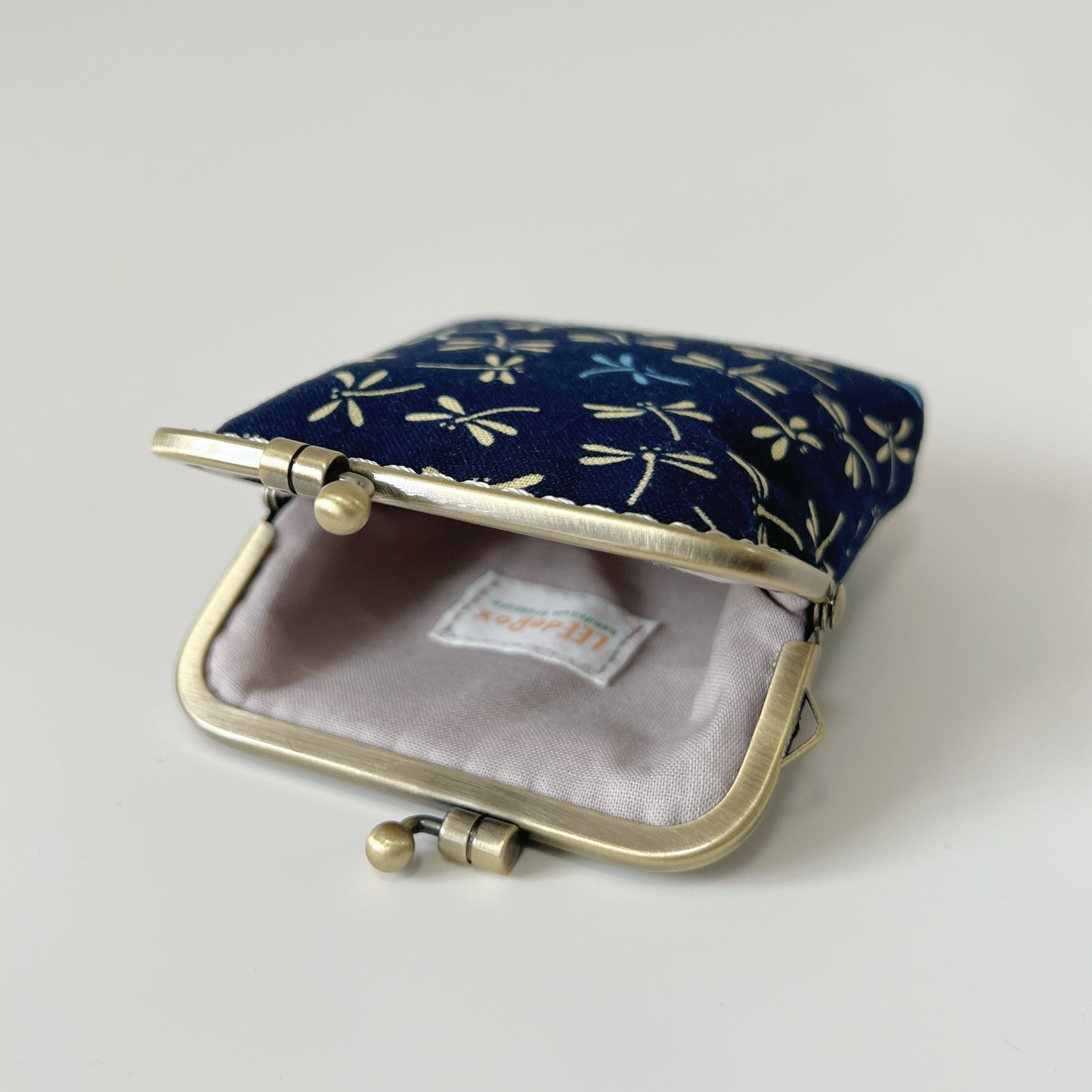 Blue Dragonfly - Handsewn Kiss Lock Fabric Card Purse