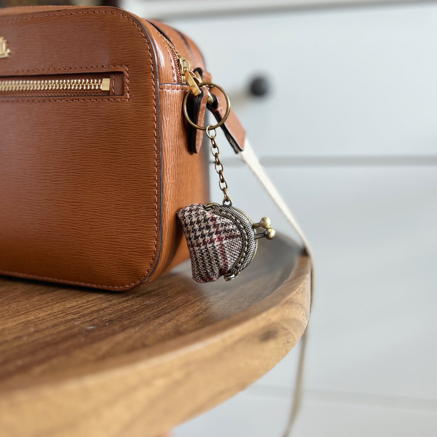 Classic Tartan - Handsewn Half Round Tiny Kiss Lock Purse Keychain