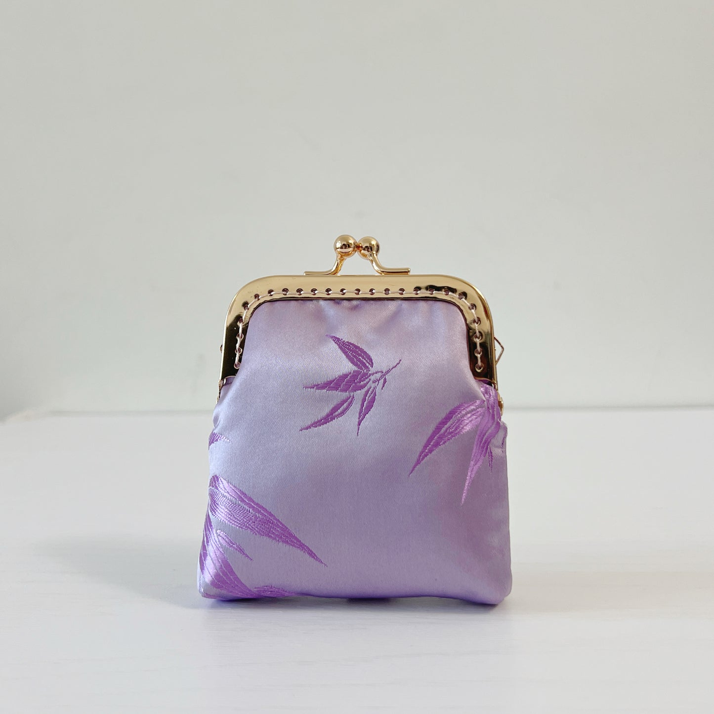 Purple Bamboo - Handmade Kiss Lock Card Purse