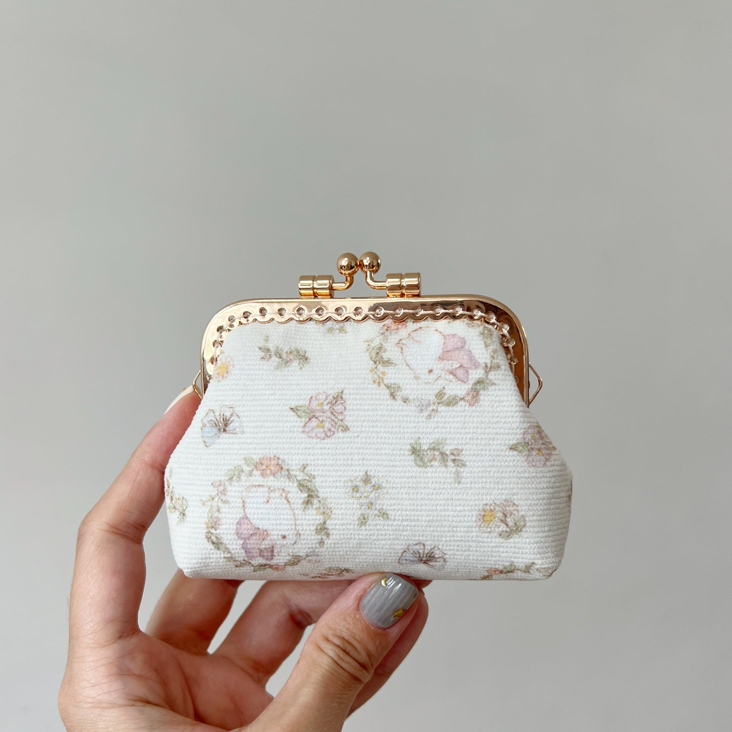 Vintage Bunny Corduroy Fabric Kiss Lock Purse - Handmade Accessory Purse
