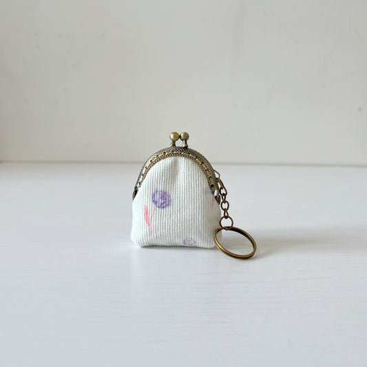 White Bunny - Handsewn Half Round Tiny Kiss Lock Purse Keychain