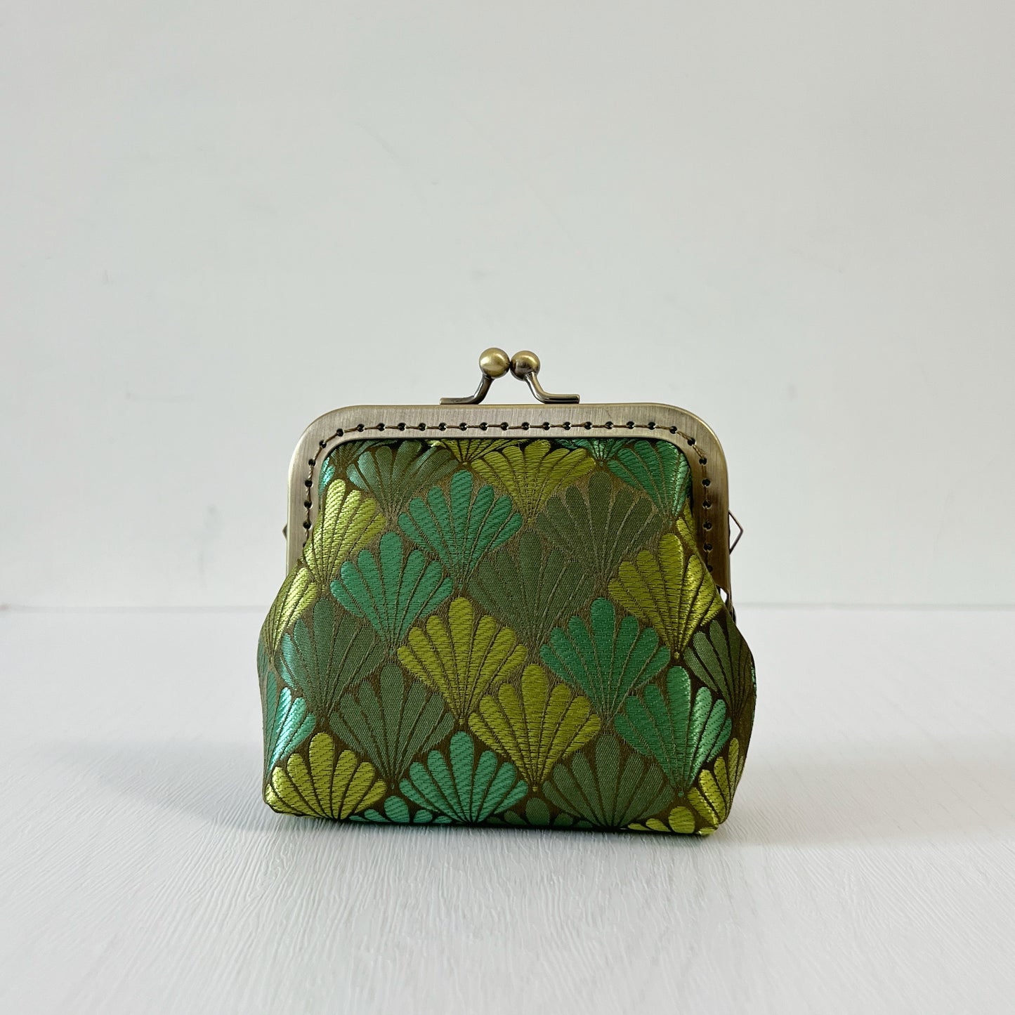 Vintage Green Shell Mermaid - Handmade Kiss Lock Card Purse