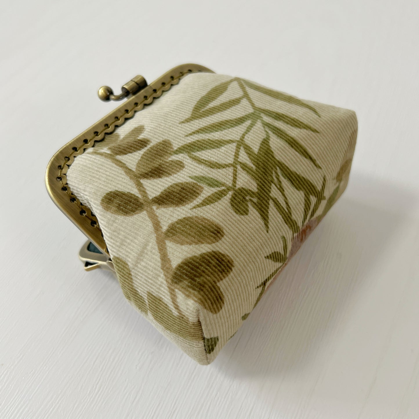 Beige Forest Fabric Kiss Lock Purse - Handmade Accessory Purse