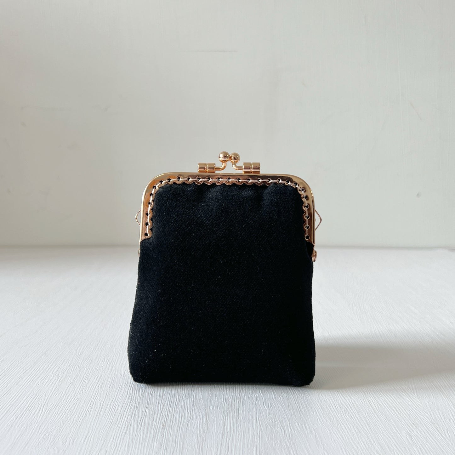 Black Flannel Velvet - Handsewn Kiss Lock Card Purse