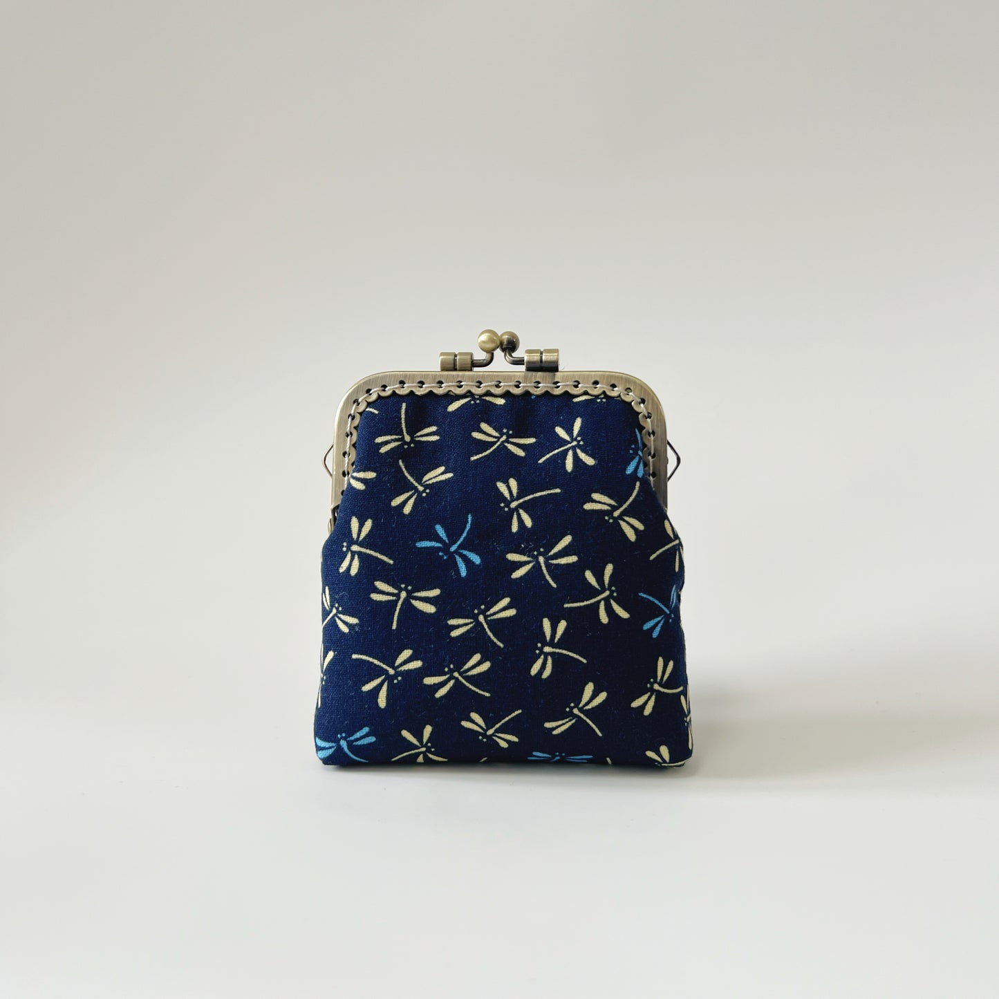 Blue Dragonfly - Handsewn Kiss Lock Fabric Card Purse