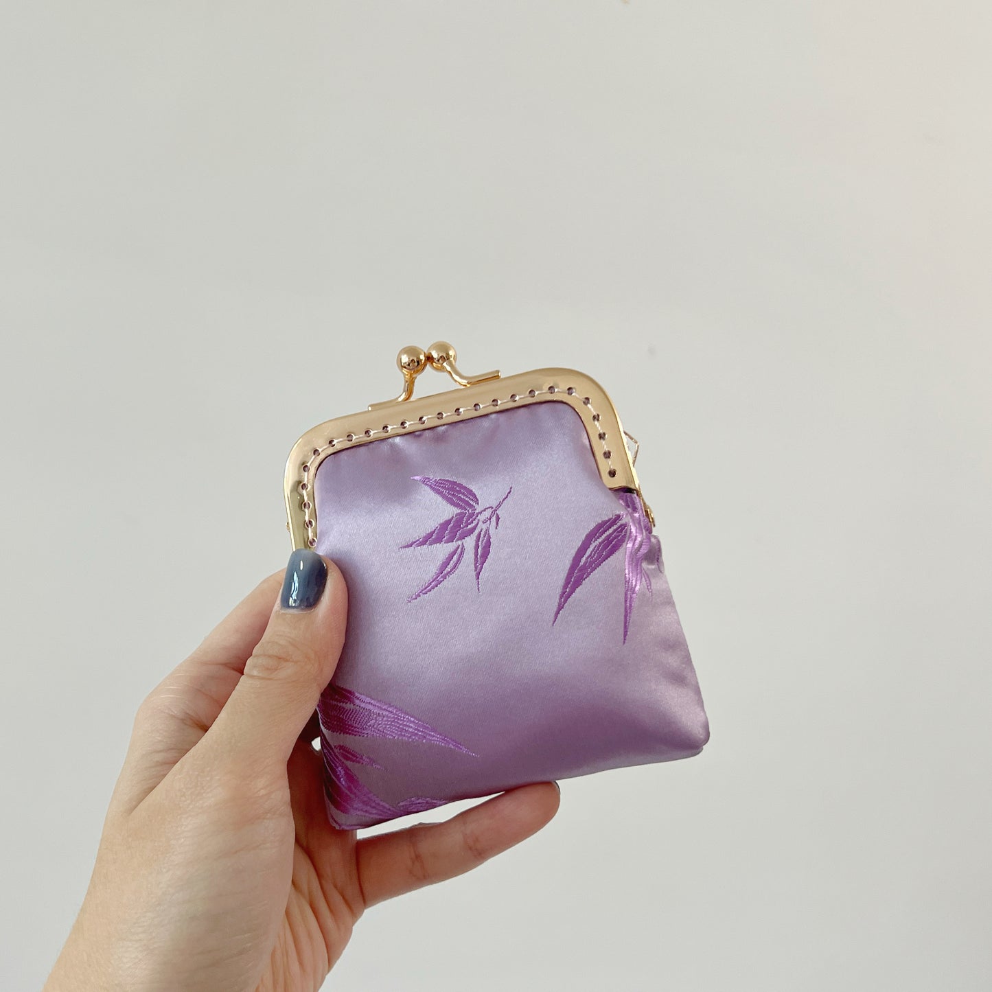 Purple Bamboo - Handmade Kiss Lock Card Purse