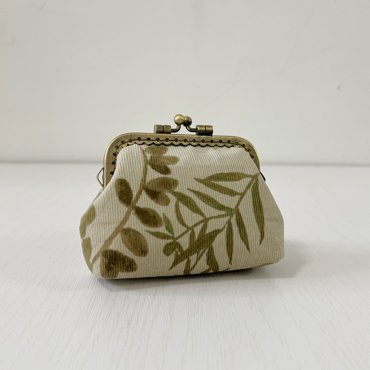 Beige Forest Fabric Kiss Lock Purse - Handmade Accessory Purse