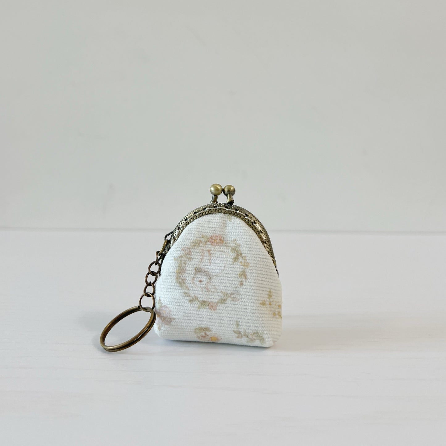 Vintage Garden Bunny - Handsewn Half Round Tiny Kiss Lock Purse Keychain