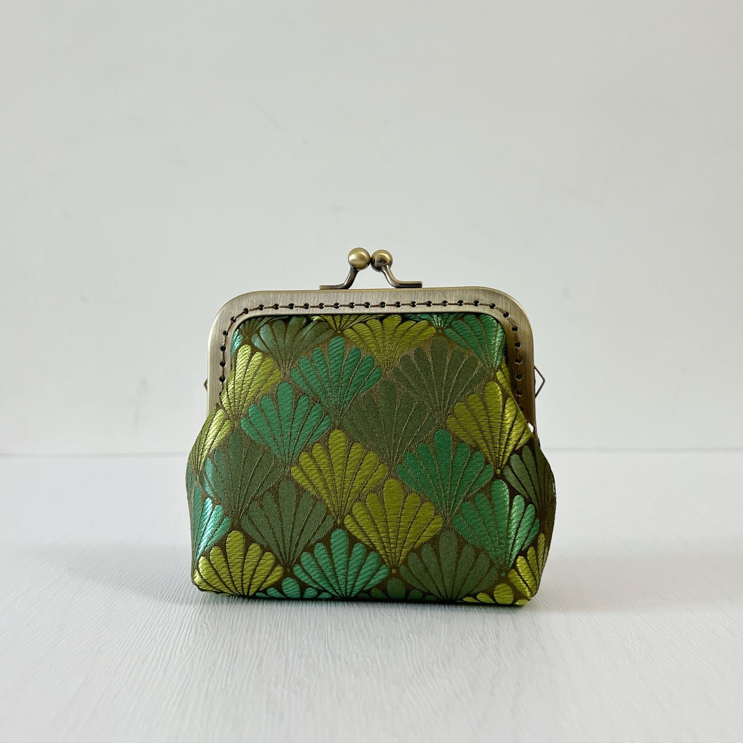 Vintage Green Shell Mermaid - Handmade Kiss Lock Card Purse