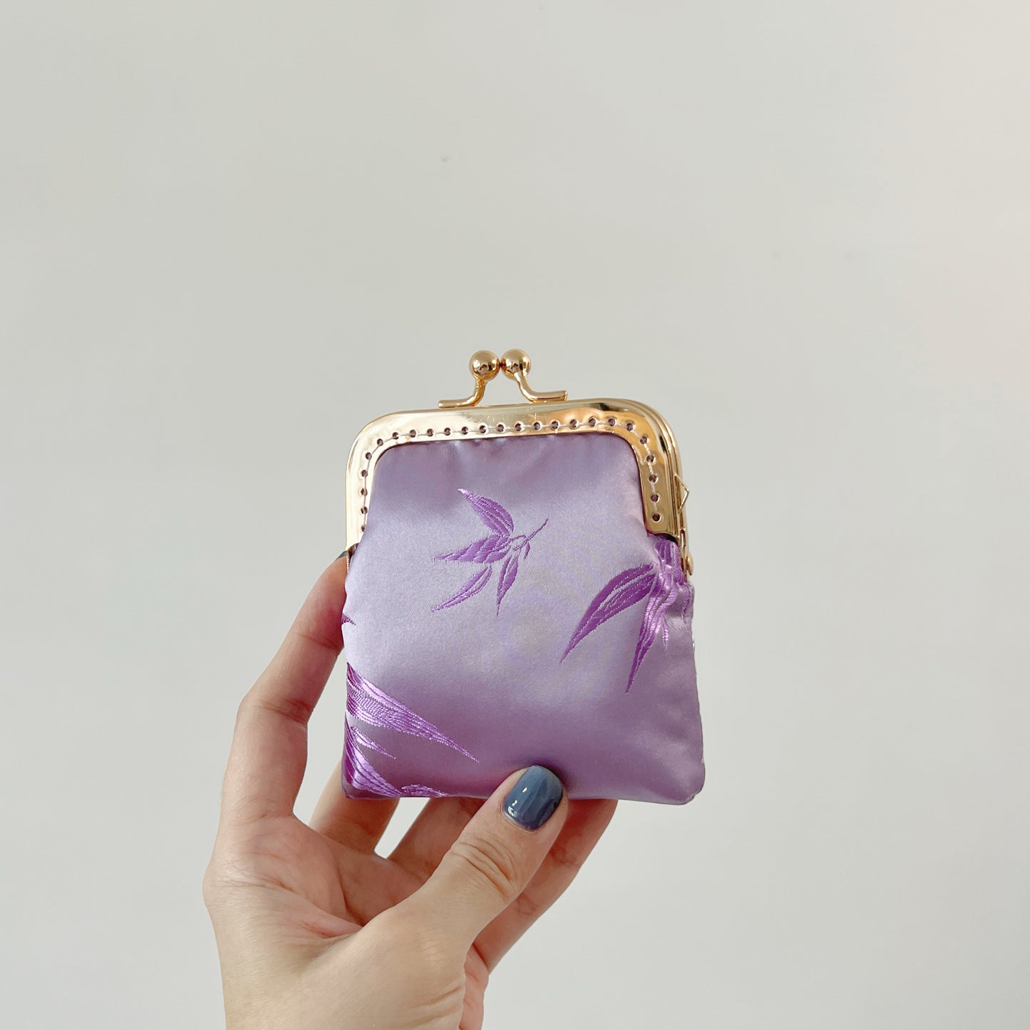 Purple Bamboo - Handmade Kiss Lock Card Purse