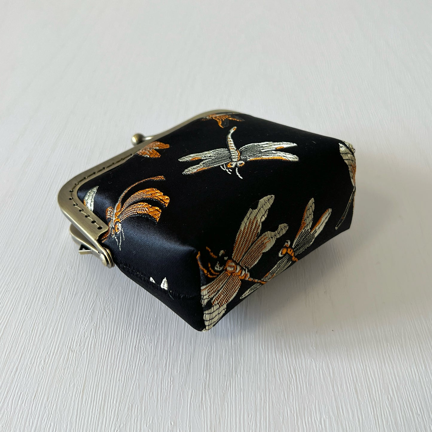 Black Dragonfly - Handsewn Kiss Lock Card Purse