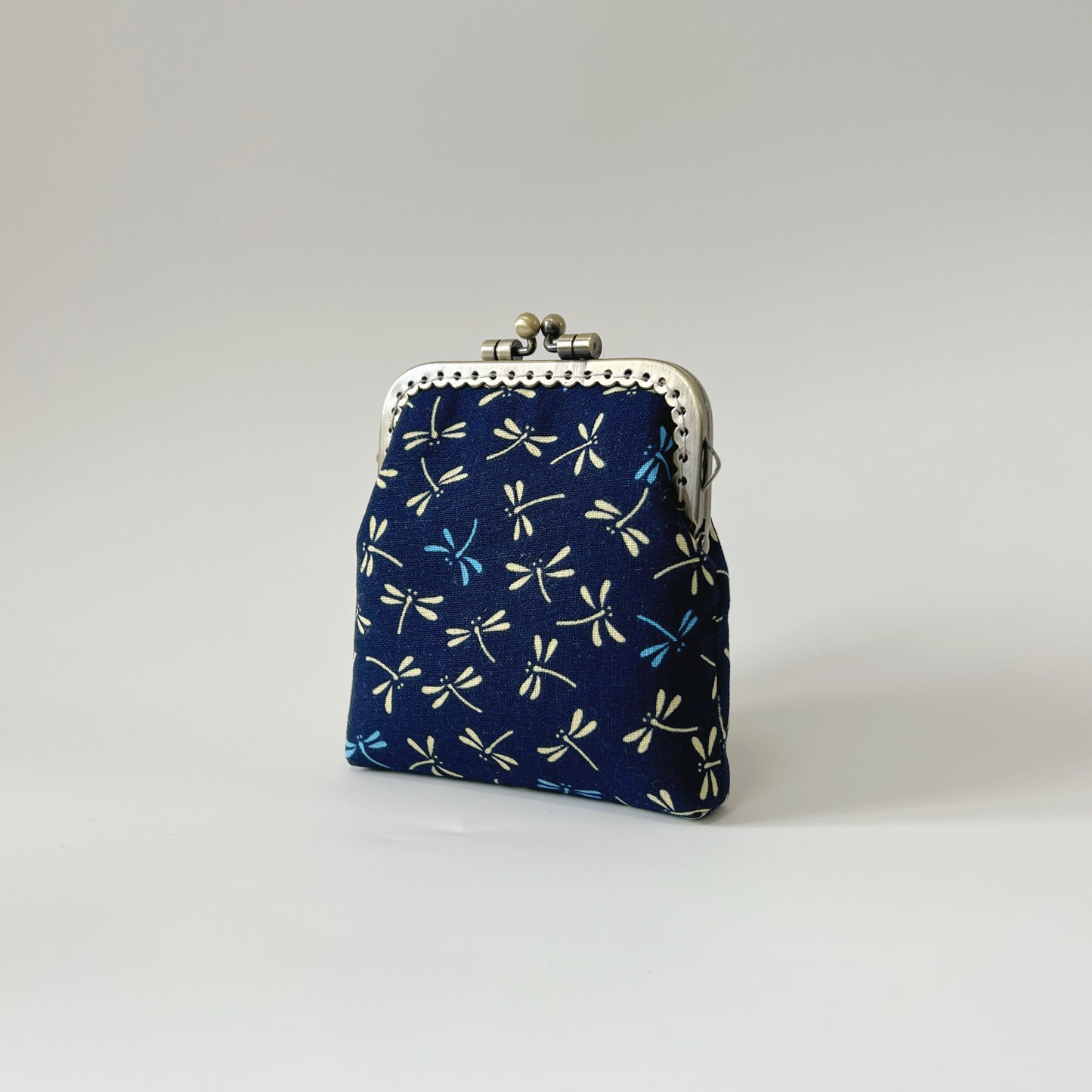 Blue Dragonfly - Handsewn Kiss Lock Fabric Card Purse