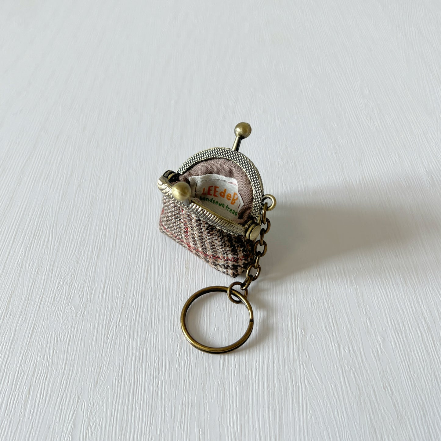 Classic Tartan - Handsewn Half Round Tiny Kiss Lock Purse Keychain