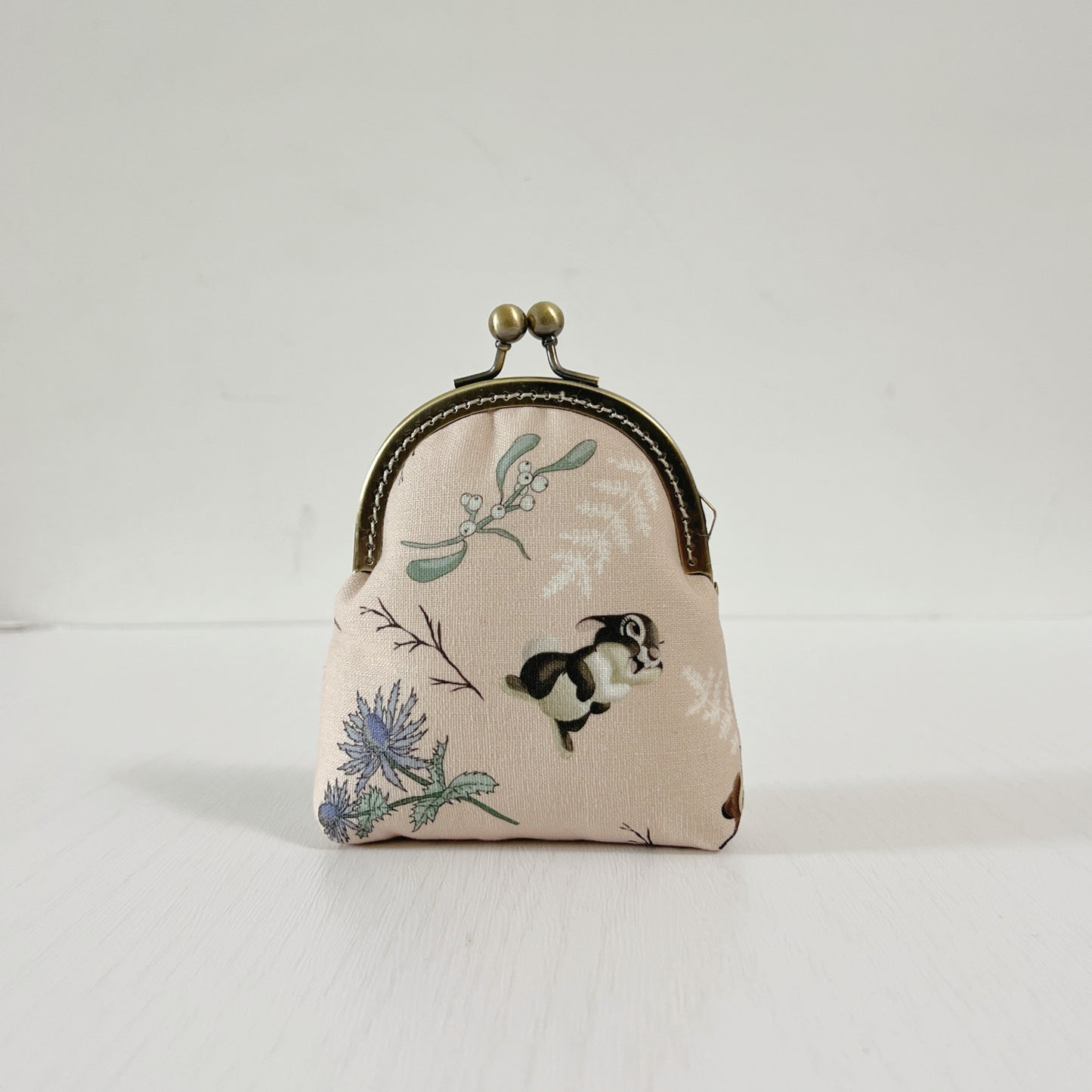 Soft Pink Animal Forest - Handmade Fabric Kiss Lock Purse