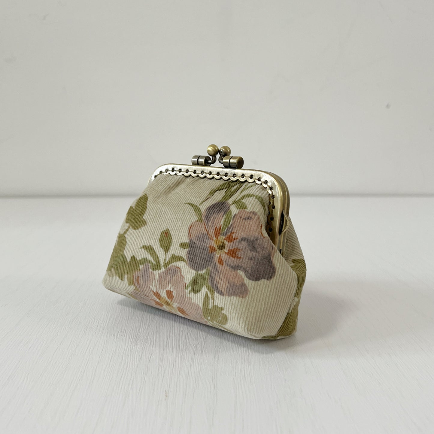 Beige Forest Fabric Kiss Lock Purse - Handmade Accessory Purse