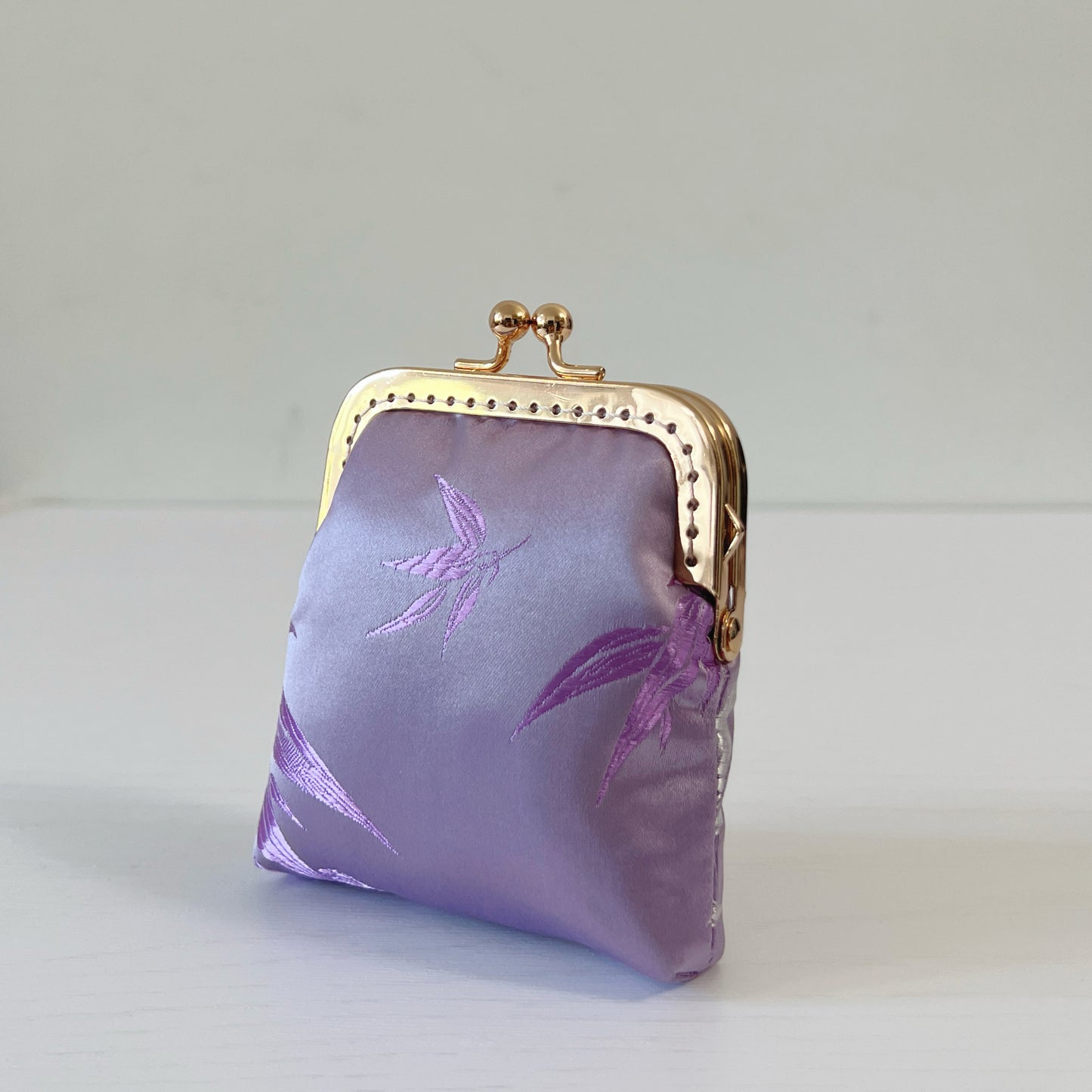 Purple Bamboo - Handmade Kiss Lock Card Purse
