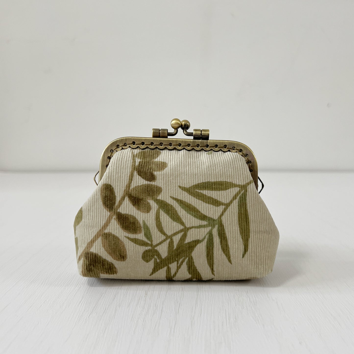Beige Forest Fabric Kiss Lock Purse - Handmade Accessory Purse