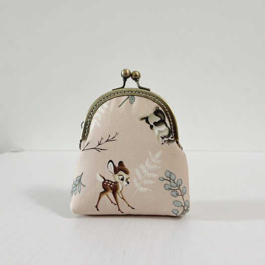 Soft Pink Animal Forest - Handmade Fabric Kiss Lock Purse