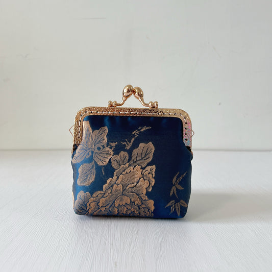 Vintage Brocade Oriental Floral - Handsewn Kiss Lock Card Purse