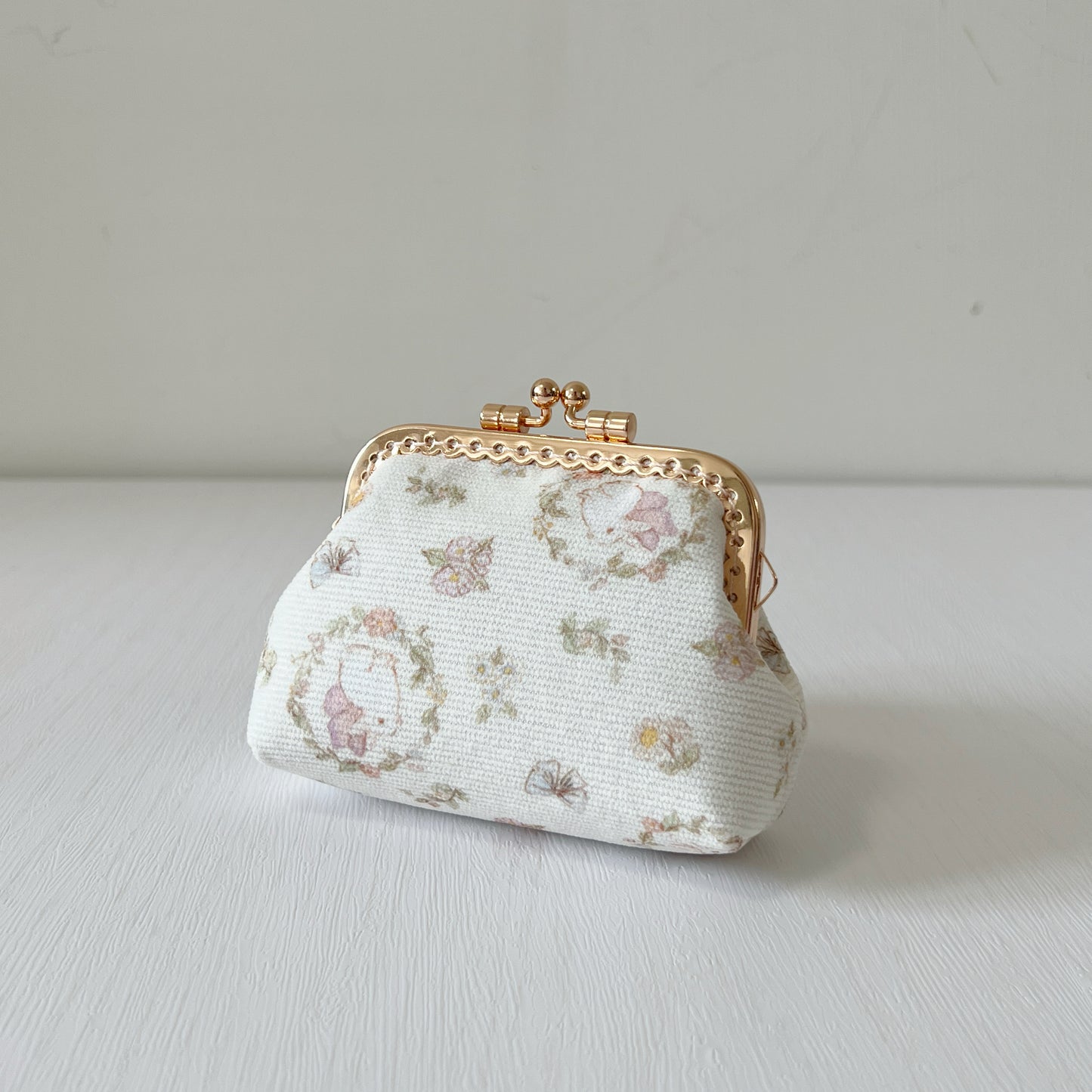 Vintage Bunny Corduroy Fabric Kiss Lock Purse - Handmade Accessory Purse