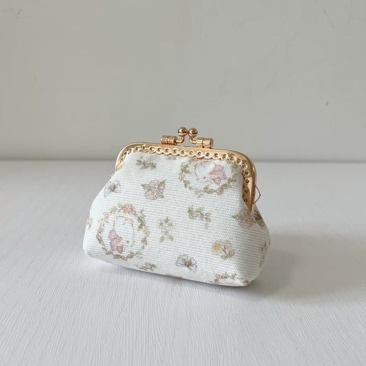 Vintage Bunny Corduroy Fabric Kiss Lock Purse - Handmade Accessory Purse
