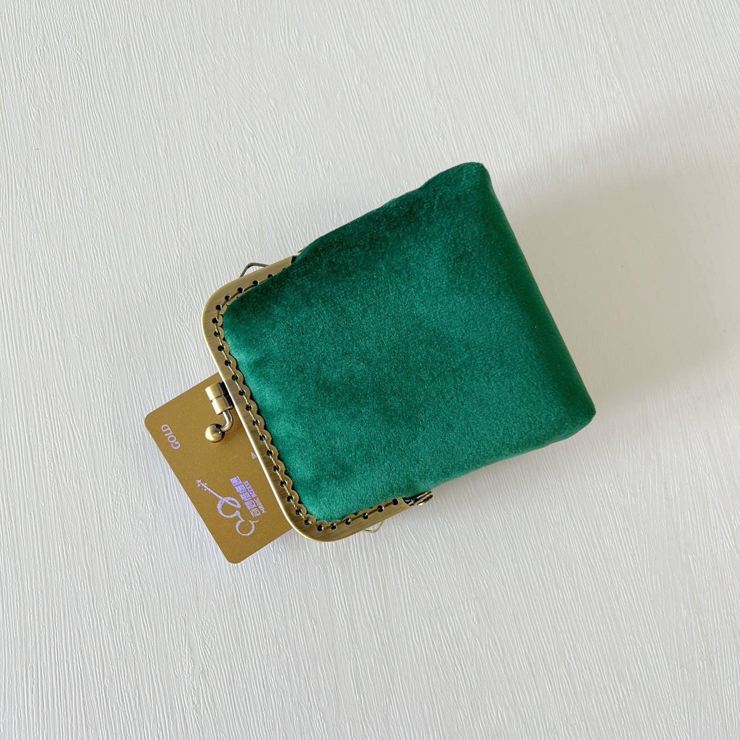 Green Flannel Velvet - Handmade Kiss Lock Card Purse