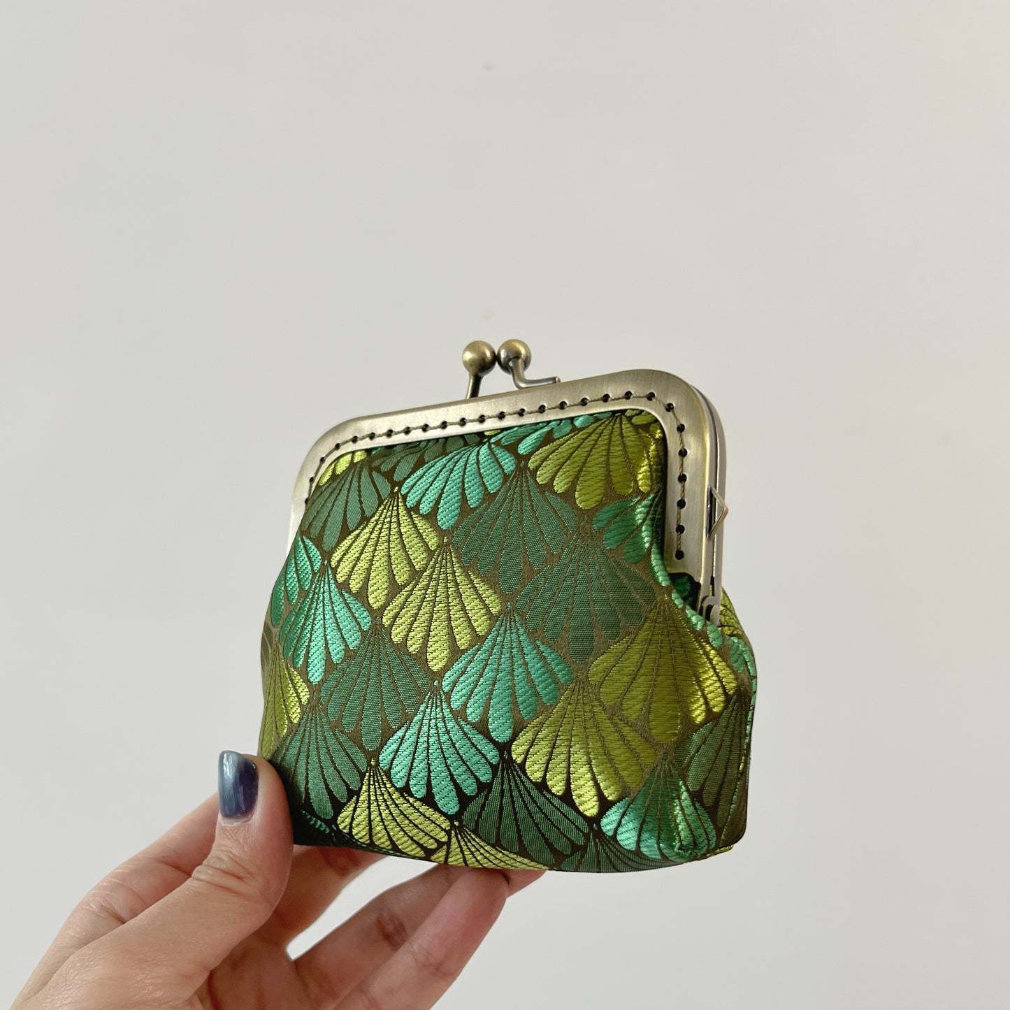 Vintage Green Shell Mermaid - Handmade Kiss Lock Card Purse