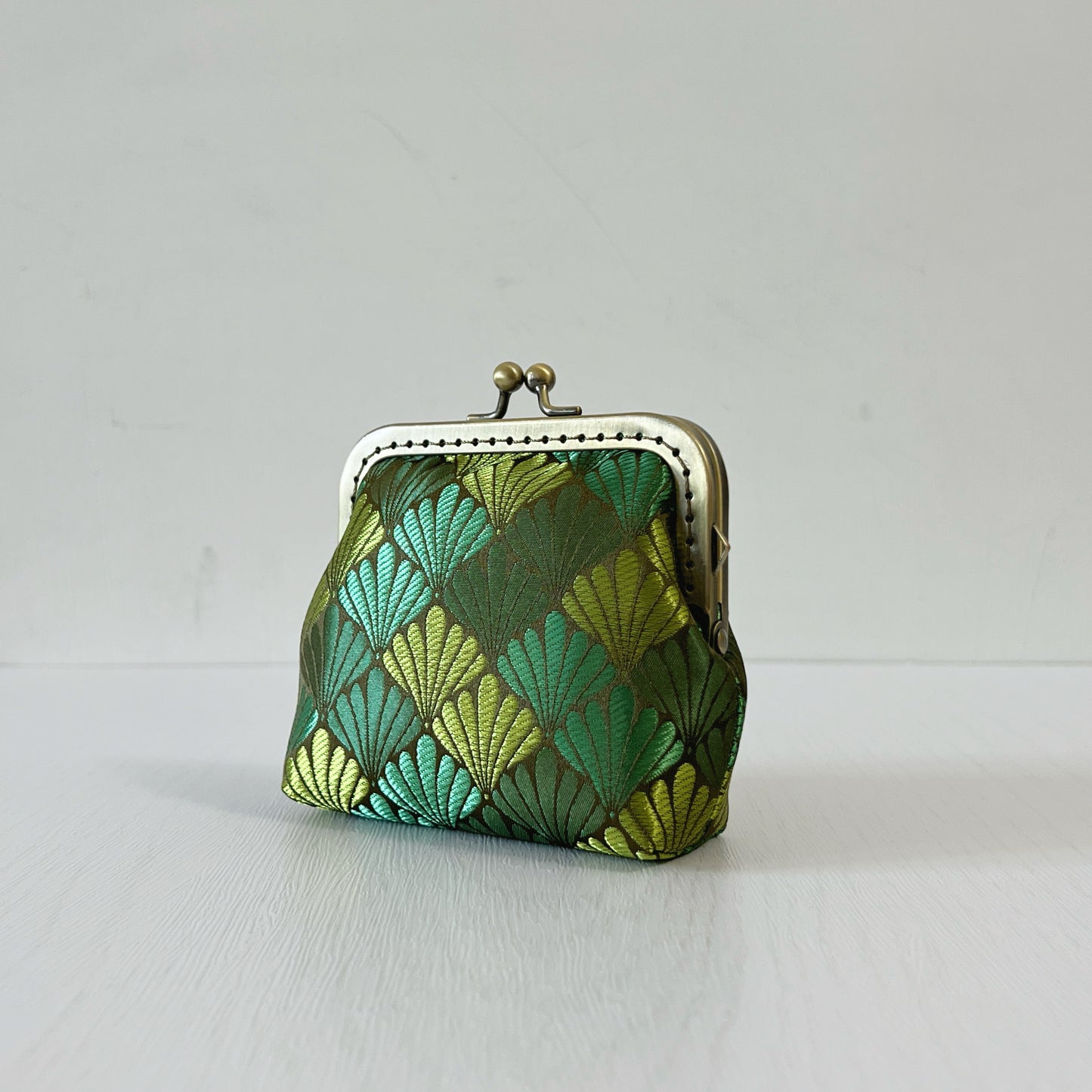 Vintage Green Shell Mermaid - Handmade Kiss Lock Card Purse