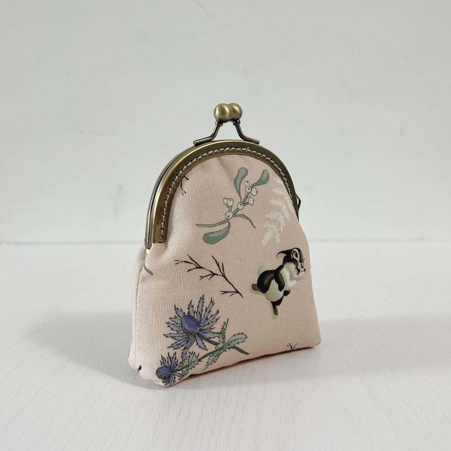 Soft Pink Animal Forest - Handmade Fabric Kiss Lock Purse