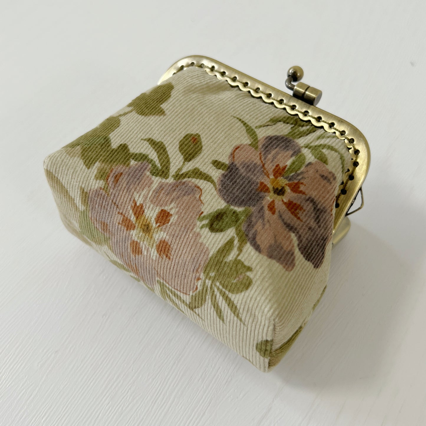 Beige Forest Fabric Kiss Lock Purse - Handmade Accessory Purse