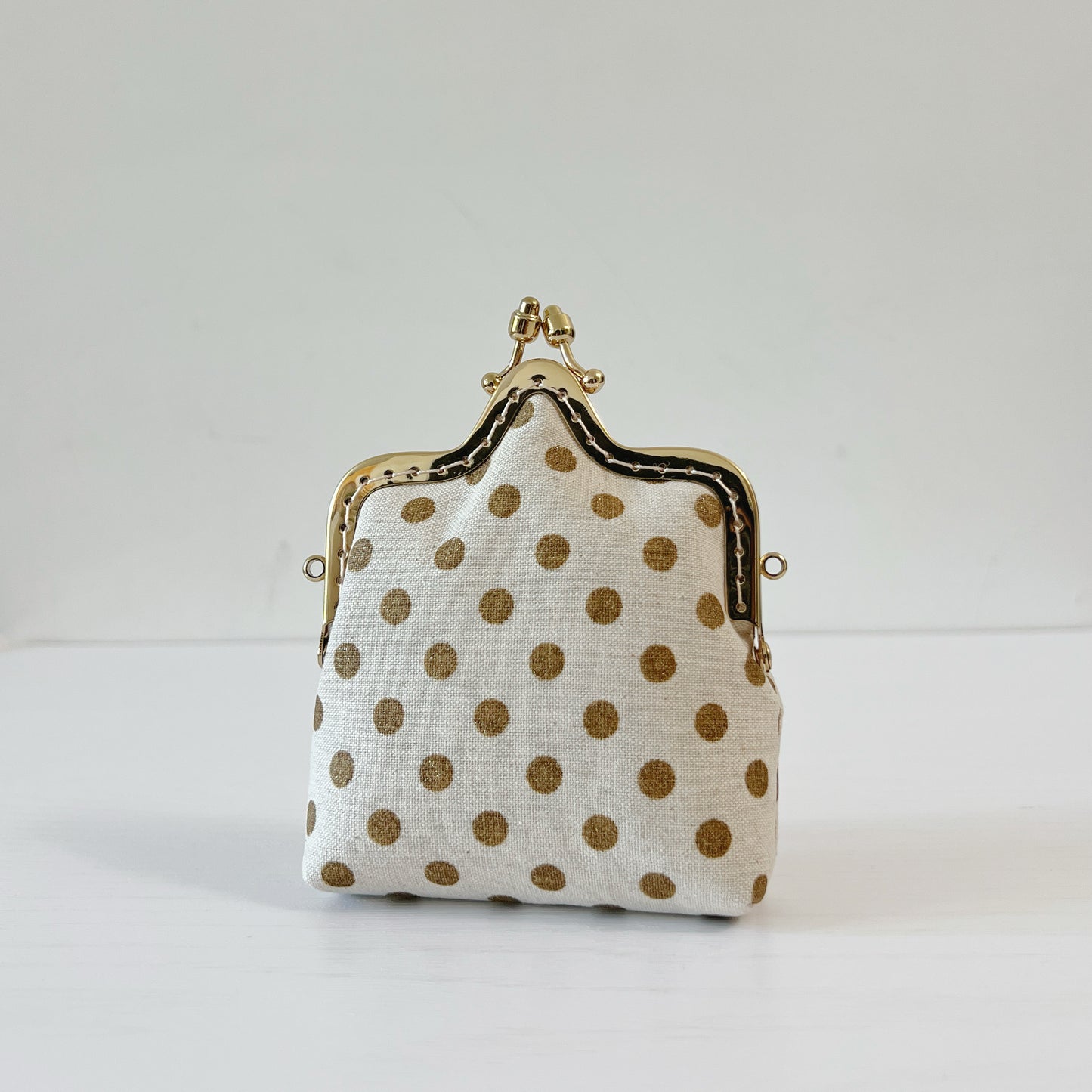 Gold Polka Dots - Handmade Kiss Lock Crossbody Small Purse