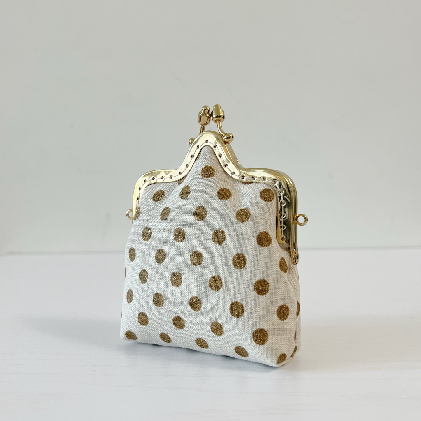 Gold Polka Dots - Handmade Kiss Lock Crossbody Small Purse