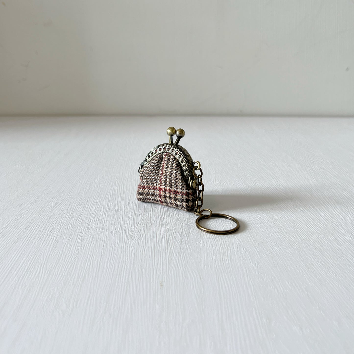 Classic Tartan - Handsewn Half Round Tiny Kiss Lock Purse Keychain