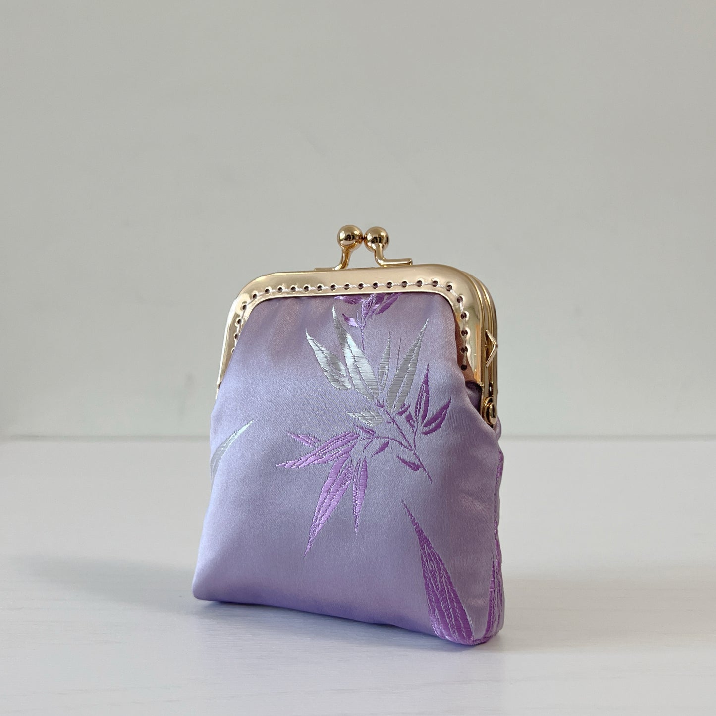 Purple Bamboo - Handmade Kiss Lock Card Purse