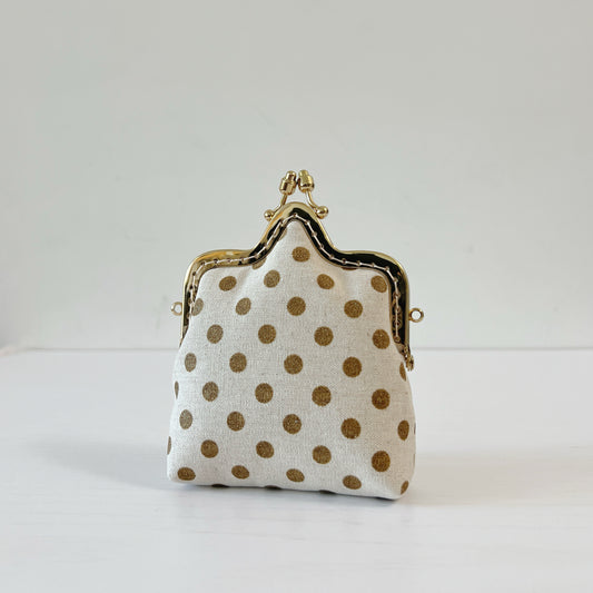 Gold Polka Dots - Handmade Kiss Lock Crossbody Small Purse