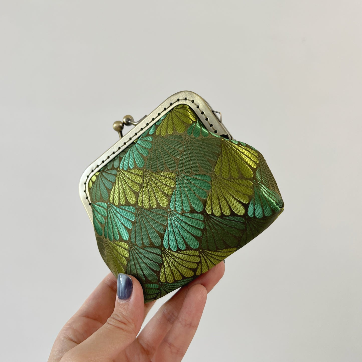 Vintage Green Shell Mermaid - Handmade Kiss Lock Card Purse