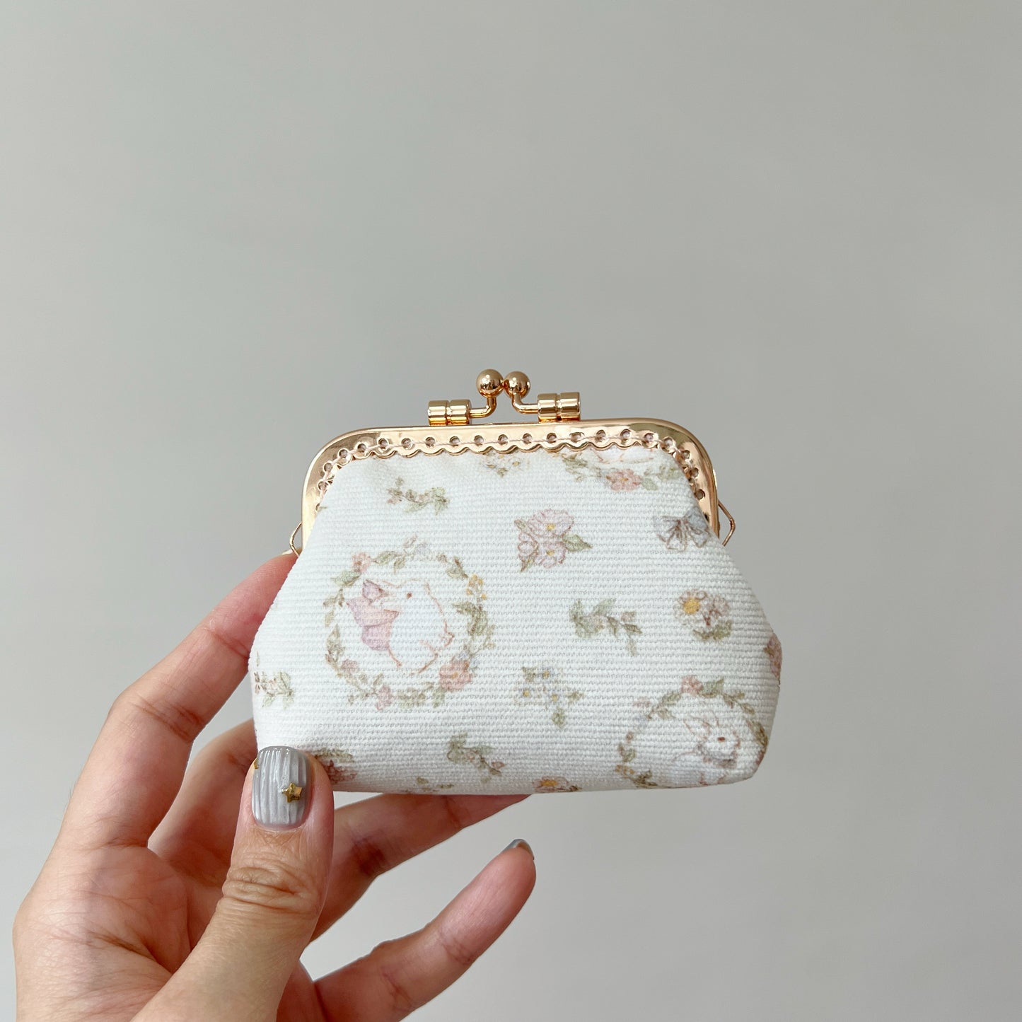 Vintage Bunny Corduroy Fabric Kiss Lock Purse - Handmade Accessory Purse
