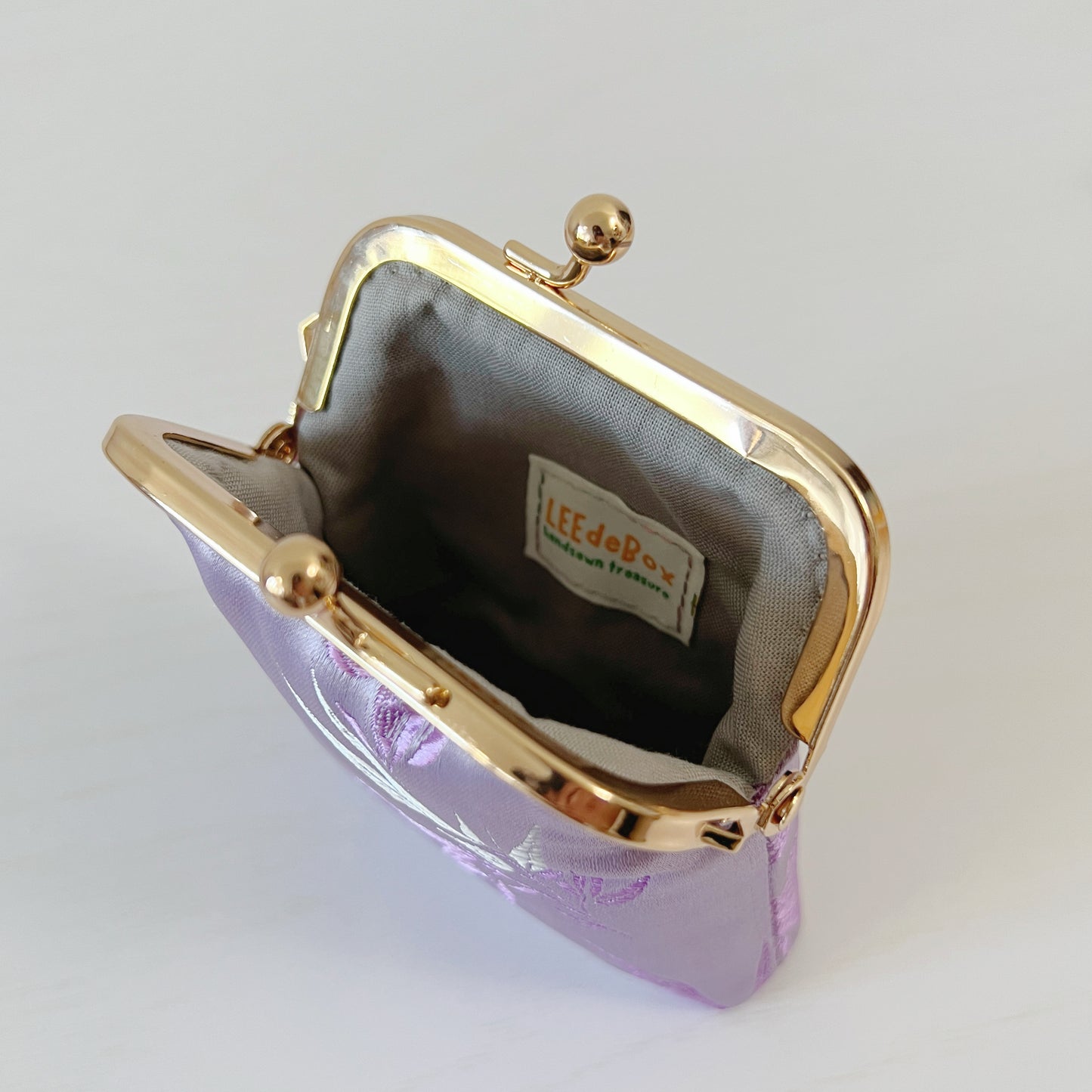 Purple Bamboo - Handmade Kiss Lock Card Purse