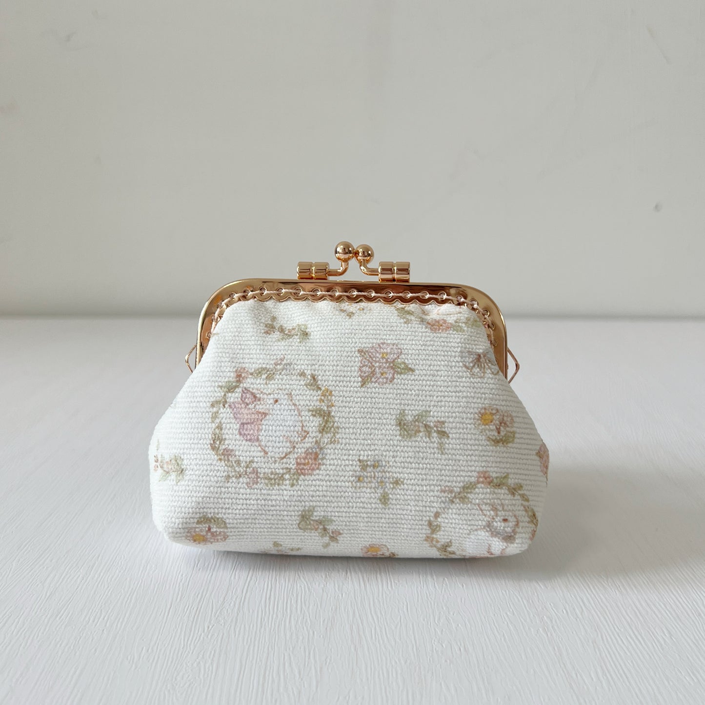 Vintage Bunny Corduroy Fabric Kiss Lock Purse - Handmade Accessory Purse