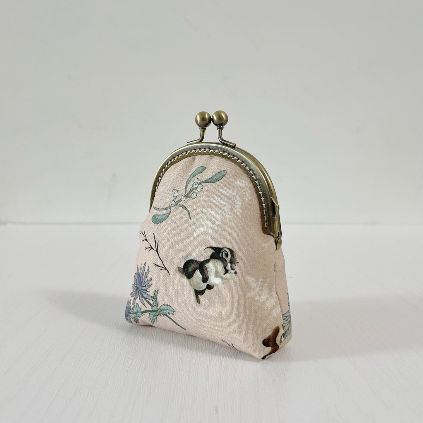 Soft Pink Animal Forest - Handmade Fabric Kiss Lock Purse
