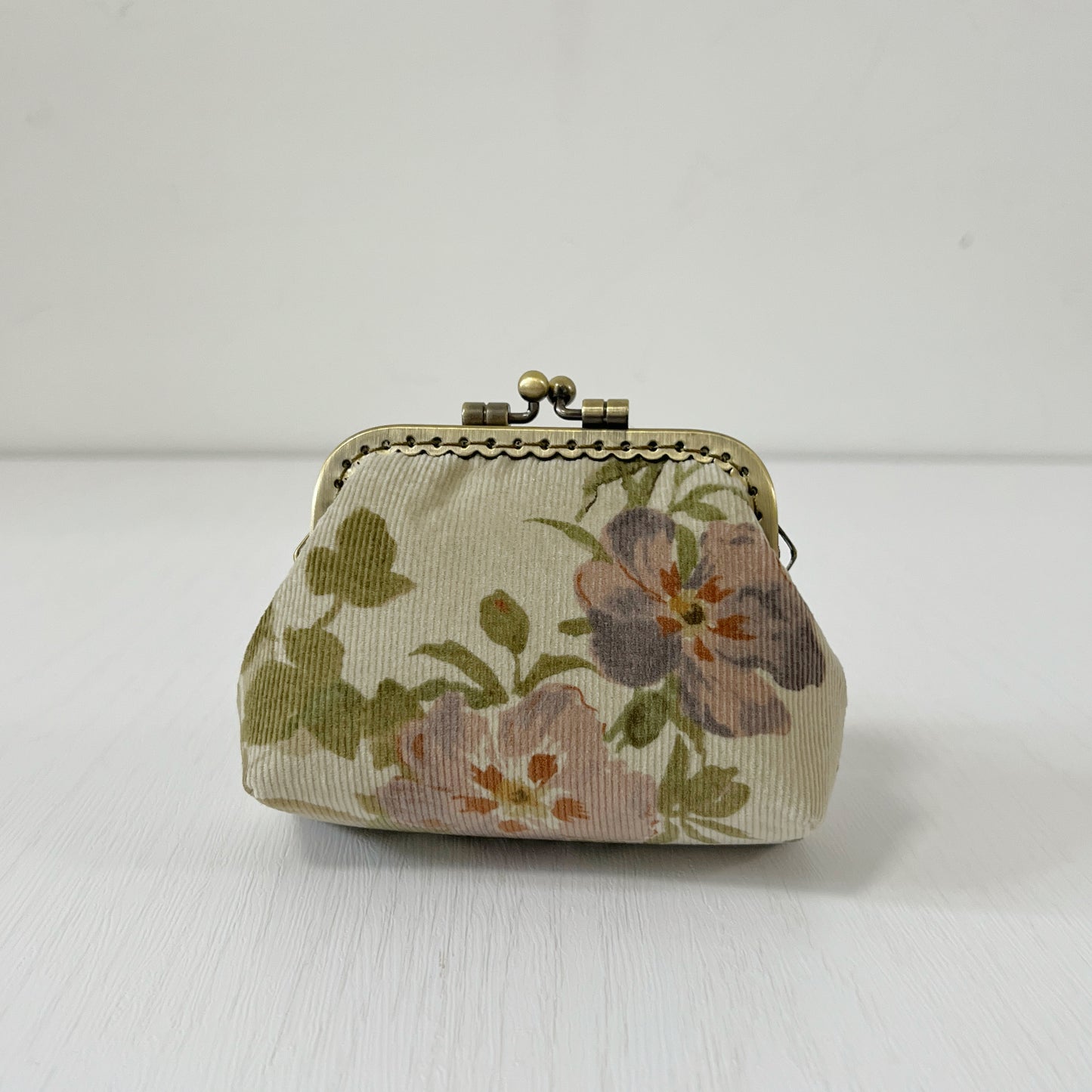 Beige Forest Fabric Kiss Lock Purse - Handmade Accessory Purse