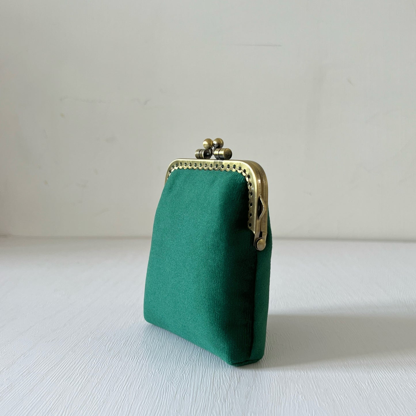 Green Flannel Velvet - Handmade Kiss Lock Card Purse
