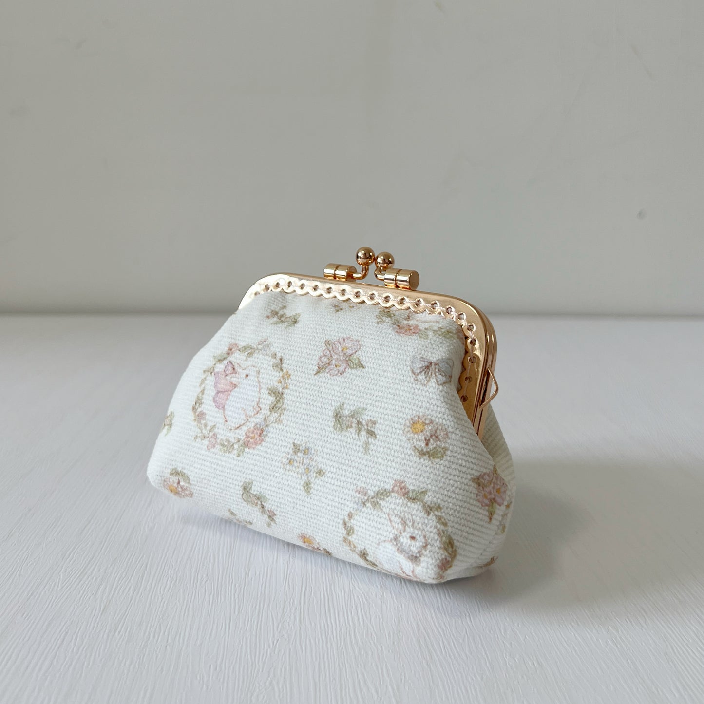 Vintage Bunny Corduroy Fabric Kiss Lock Purse - Handmade Accessory Purse